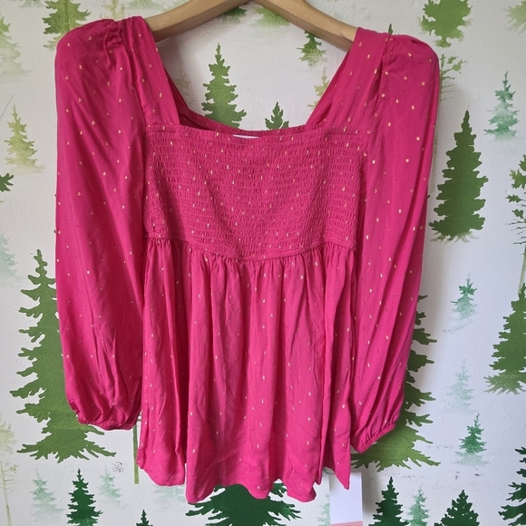 Motherhood Tops - Motherhood Fuchsia Long Sleeve Mocked Empire Waist Top